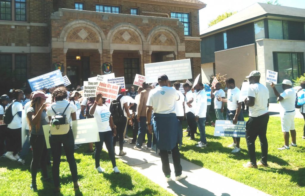 Ottawa protests, at the Cameroon embassy.